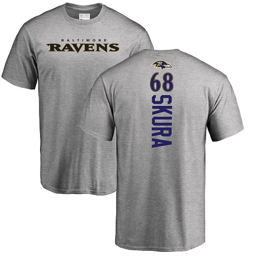 Men Baltimore Ravens Ash Matt Skura Backer NFL Football #68 T Shirt